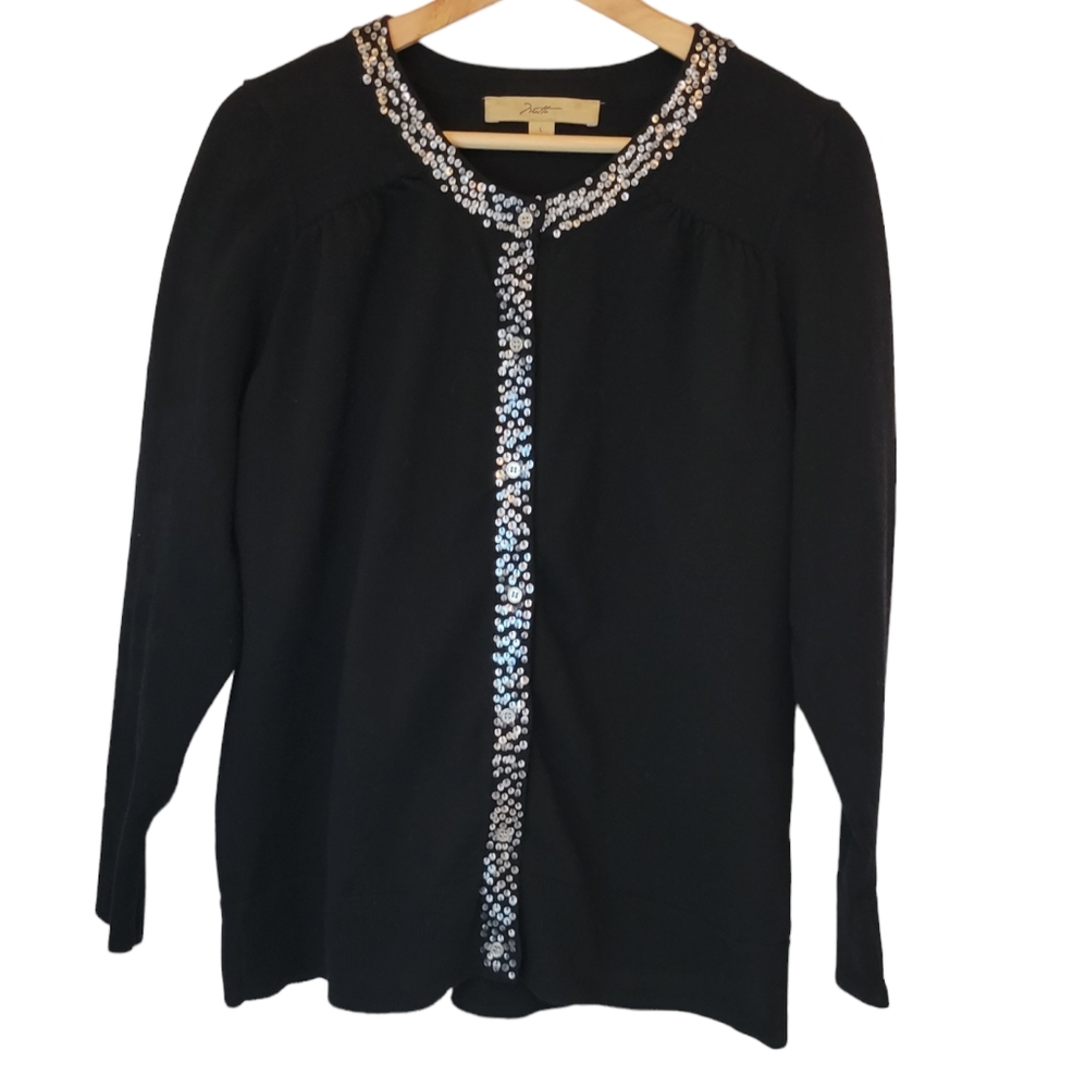 Motto Women's Black Embellished Cardigan Sweater Size Large